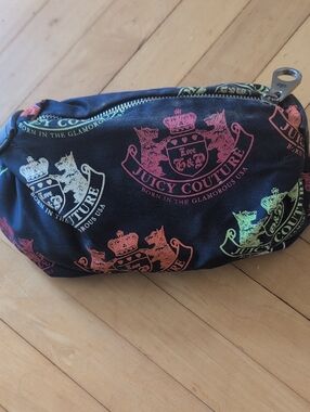 Juicy Couture Navy Pouch with Neon Pink, Green, Orange and White Logos